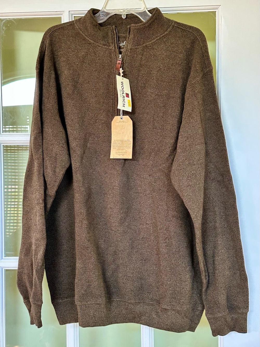 NWT Woolrich Men’s Brown Zip-Front Knit Sweater